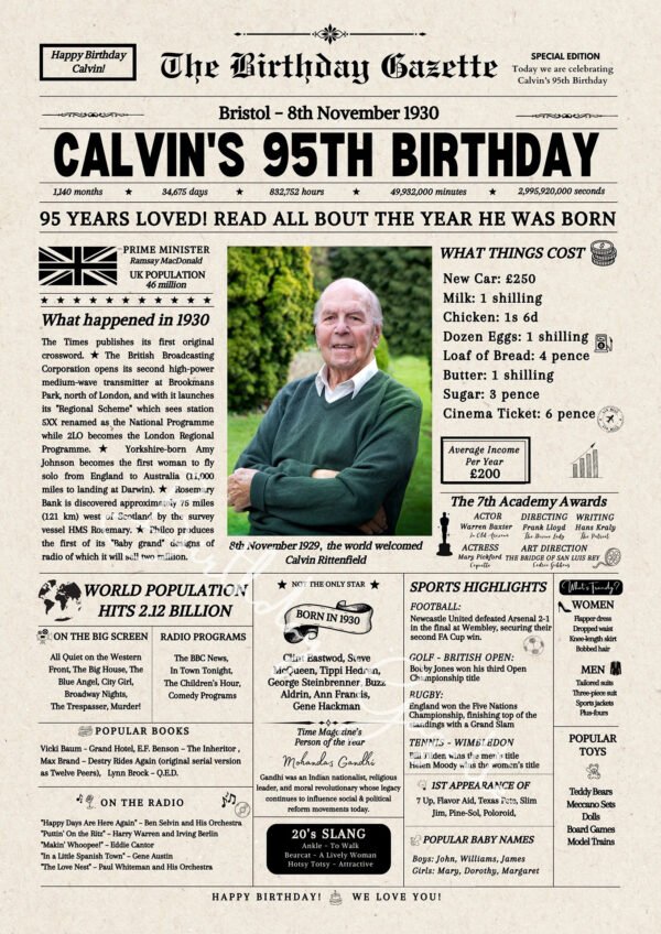 95th birthday newspaper