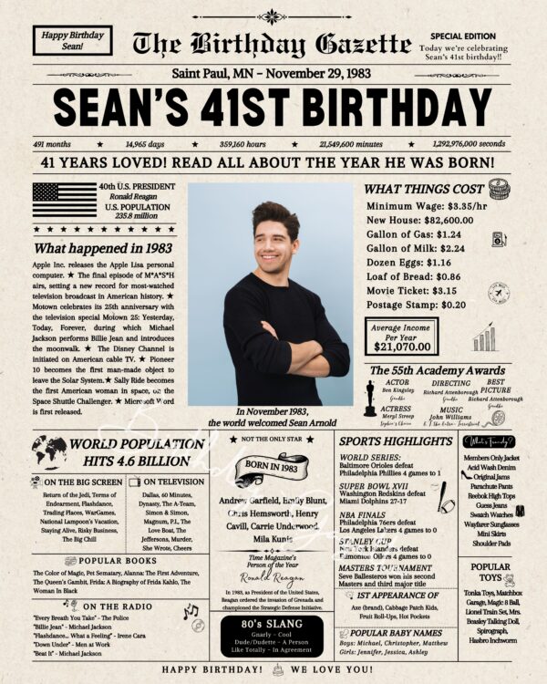 41st Birthday Newspaper