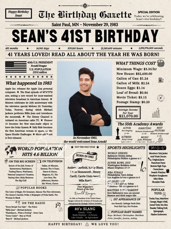 41st Birthday Newspaper