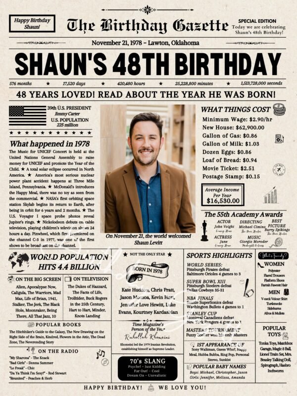 48th Birthday Newspaper