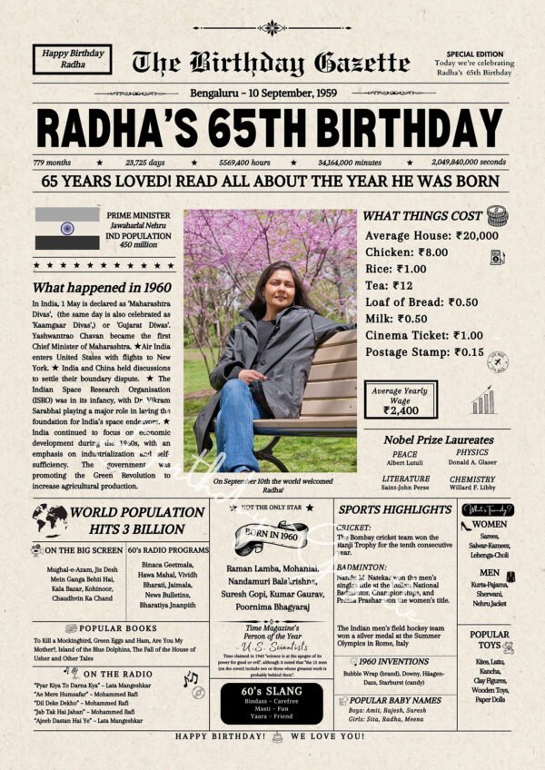 65th Birthday Newspaper India