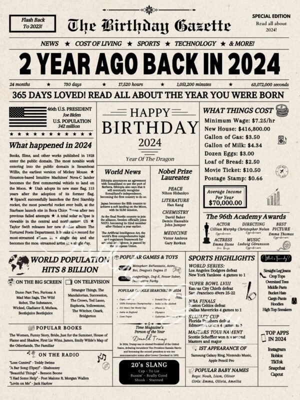 2nd birthday newspaper