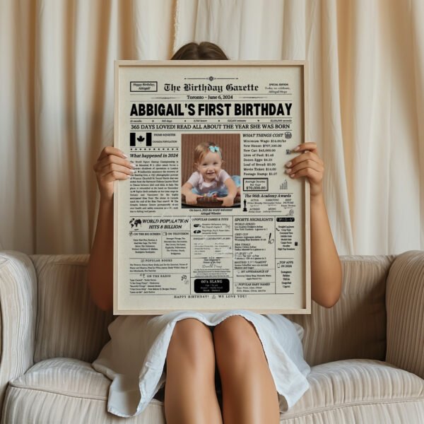 1st Birthday Newspaper Customized Canada