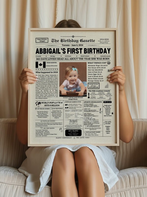 1st Birthday Newspaper Customized Canada