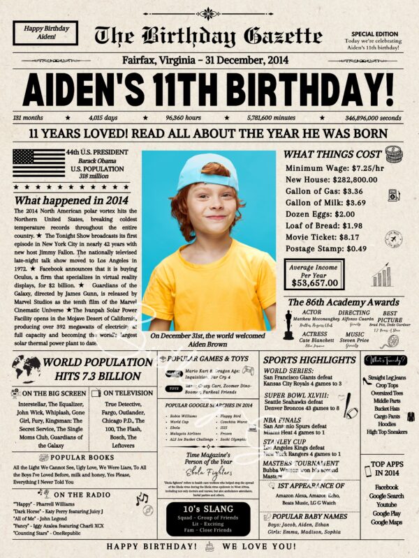 11th Birthday Newspaper