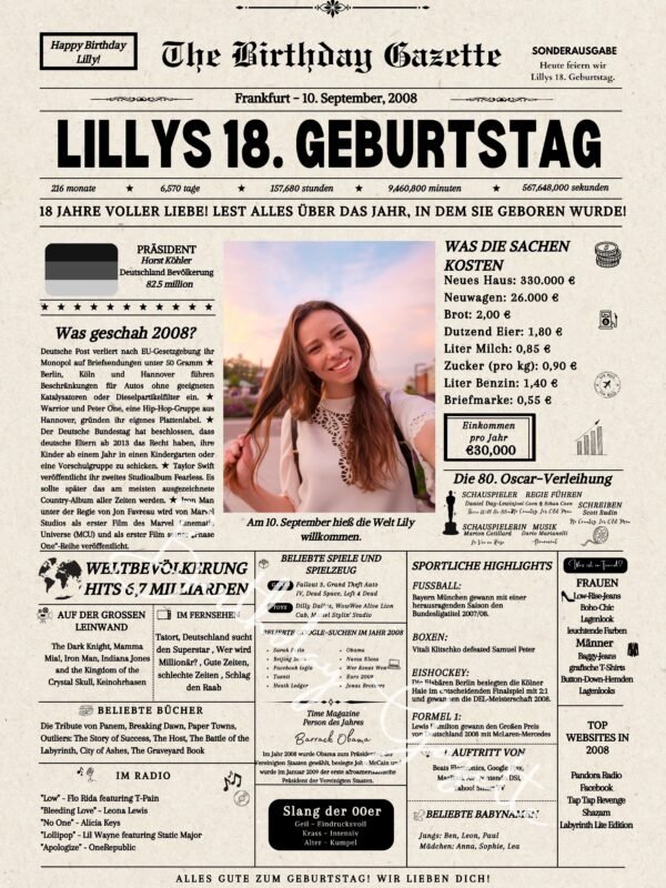 18th Birthday Newspaper Germany
