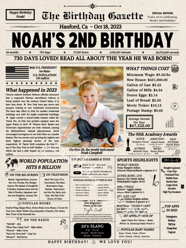 2nd Birthday Newspaper