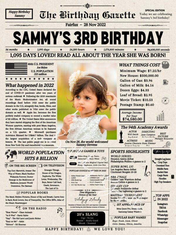 3rd Birthday Newspaper