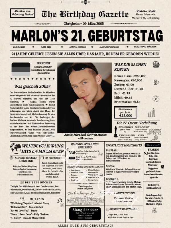 21st Birthday Newspaper Germany