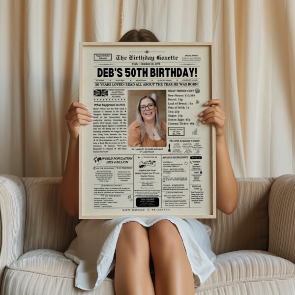 50th Personalized Birthday Newspaper UK