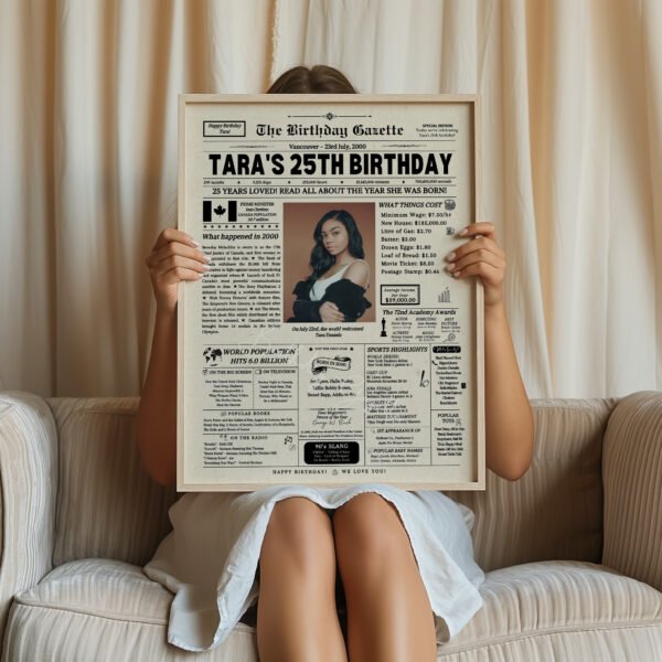 25th Birthday Newspaper Customized Canada