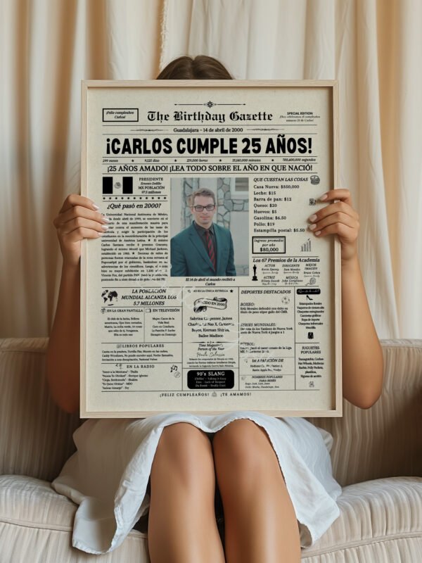 25th Birthday Newspaper Customized Mexico