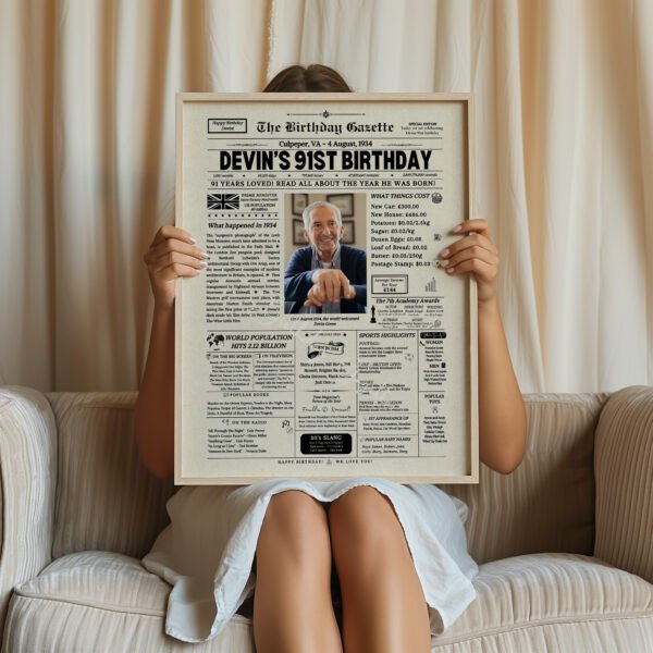 91st Personalized Birthday Newspaper UK