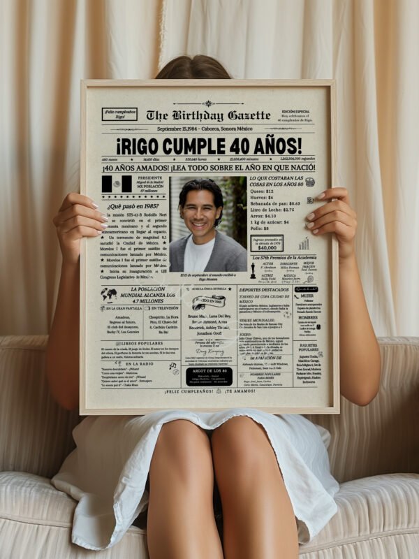 40th Birthday Newspaper Customized Mexico