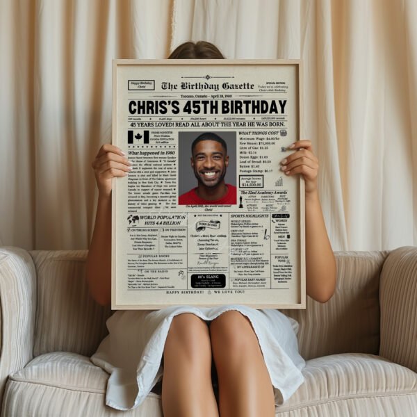 45th Birthday Newspaper Customized Canada