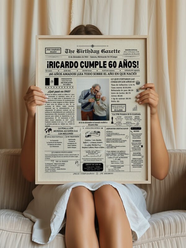 60th Birthday Newspaper Customized Mexico