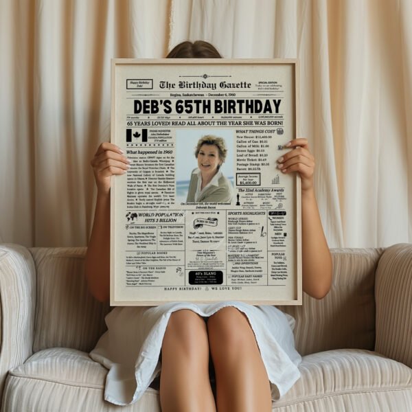 65th Birthday Newspaper Customized Canada