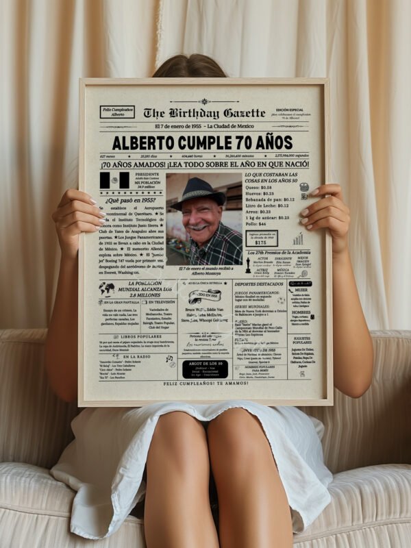 70th Birthday Newspaper Customized Mexico