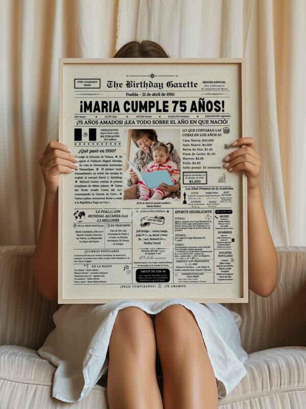 75th Birthday Newspaper Customized Mexico