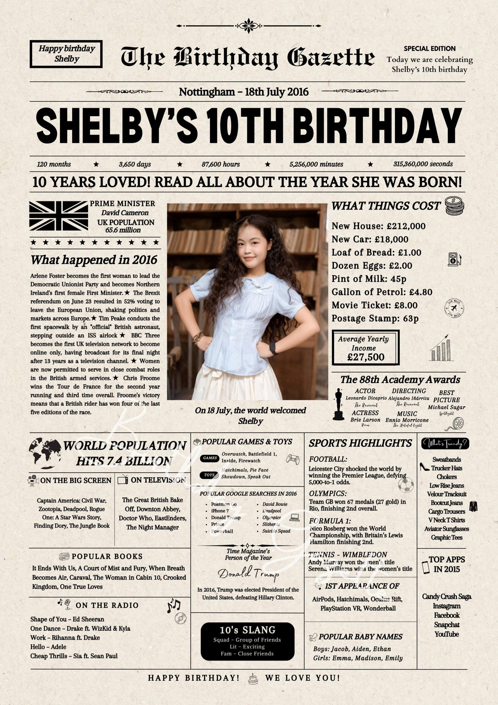10th Personalized Birthday Newspaper UK 10th Personalized Birthday Newspaper UK
