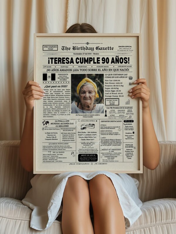 90th Birthday Newspaper Customized Mexico