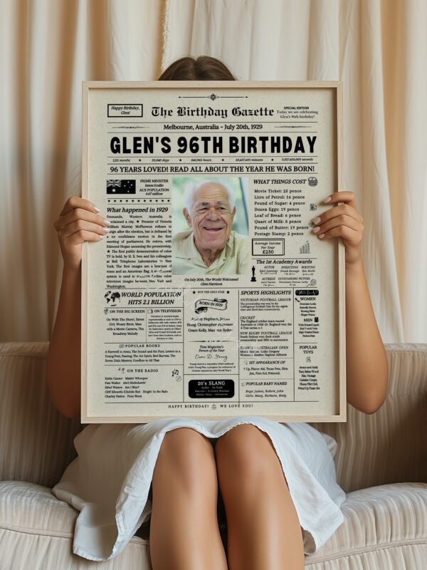 96th Birthday Newspaper Australia