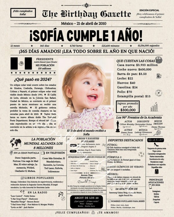 1st Birthday Newspaper Mexico