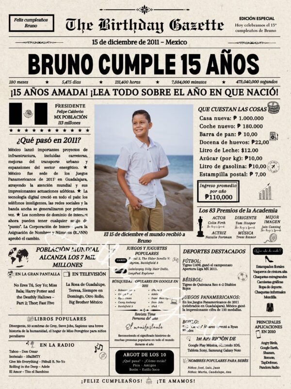 15th Birthday Newspaper Mexico
