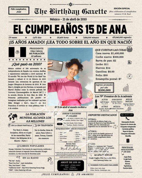 15th Birthday Newspaper Mexico