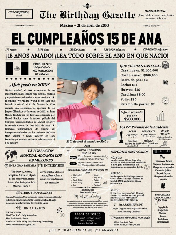 15th Birthday Newspaper Mexico