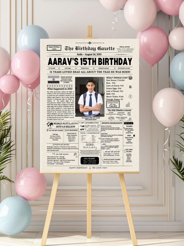 15th birthday newspaper