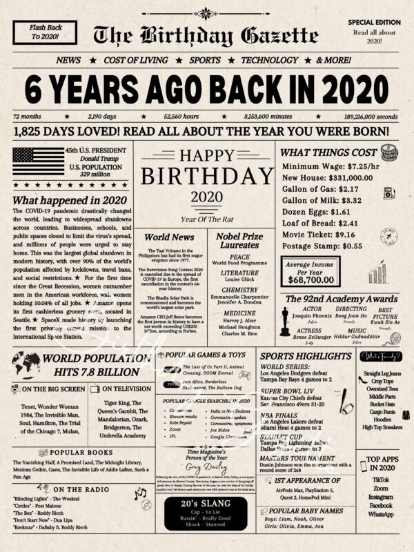 6th birthday newspaper download usa