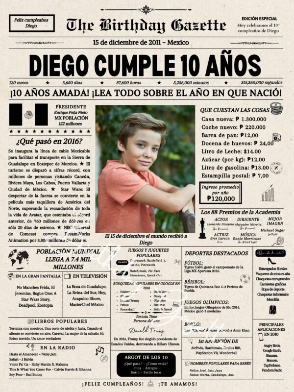 10th Birthday Newspaper Mexico