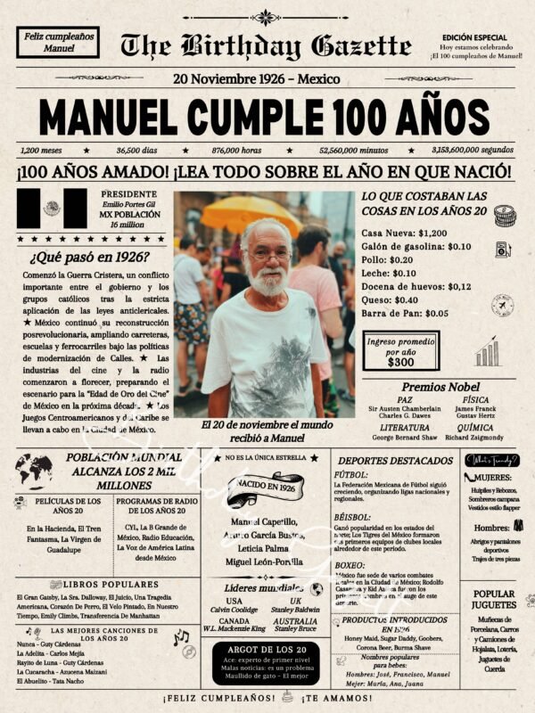 100th Birthday Newspaper Mexico