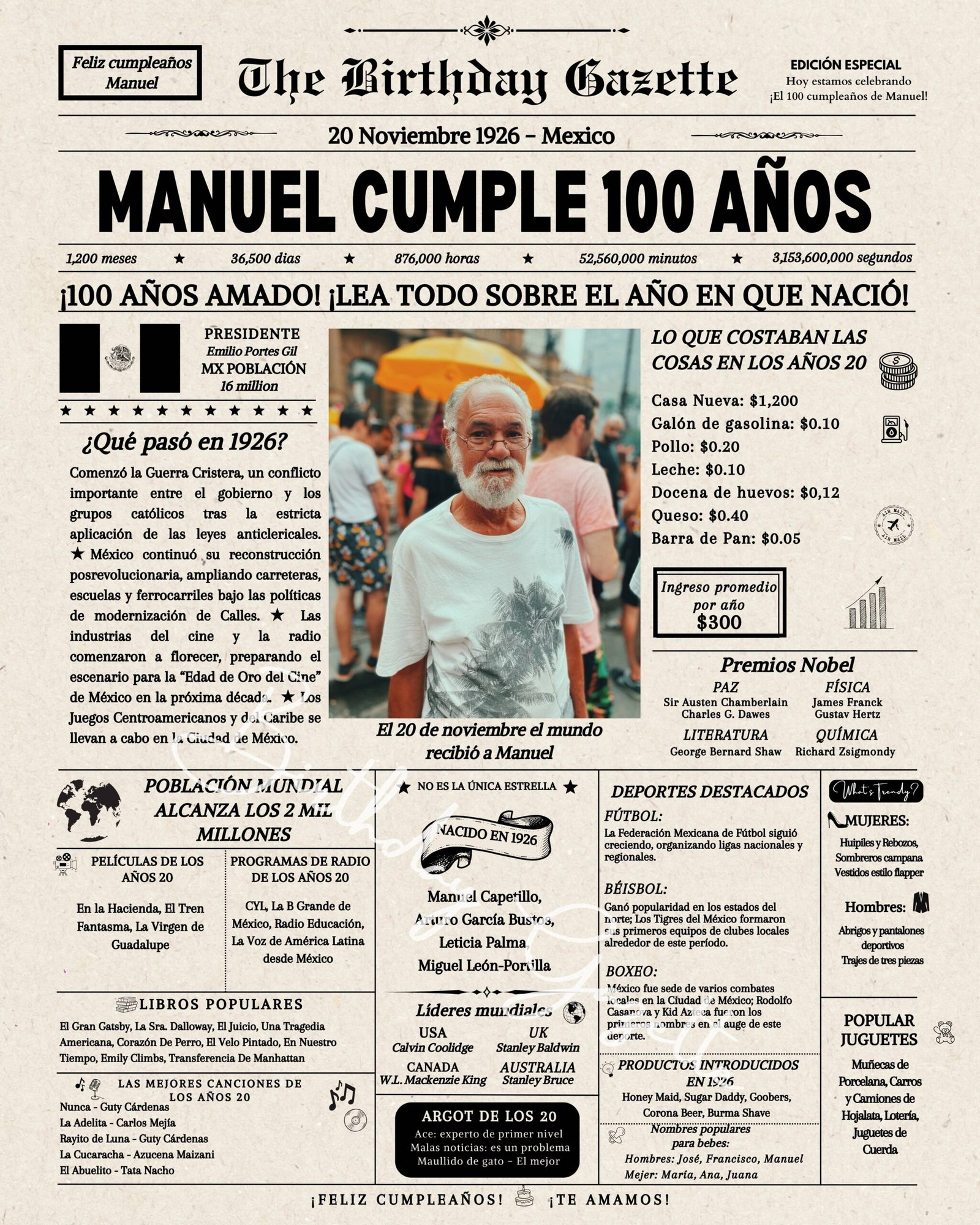100th Birthday Newspaper Mexico 100th Birthday Newspaper Mexico