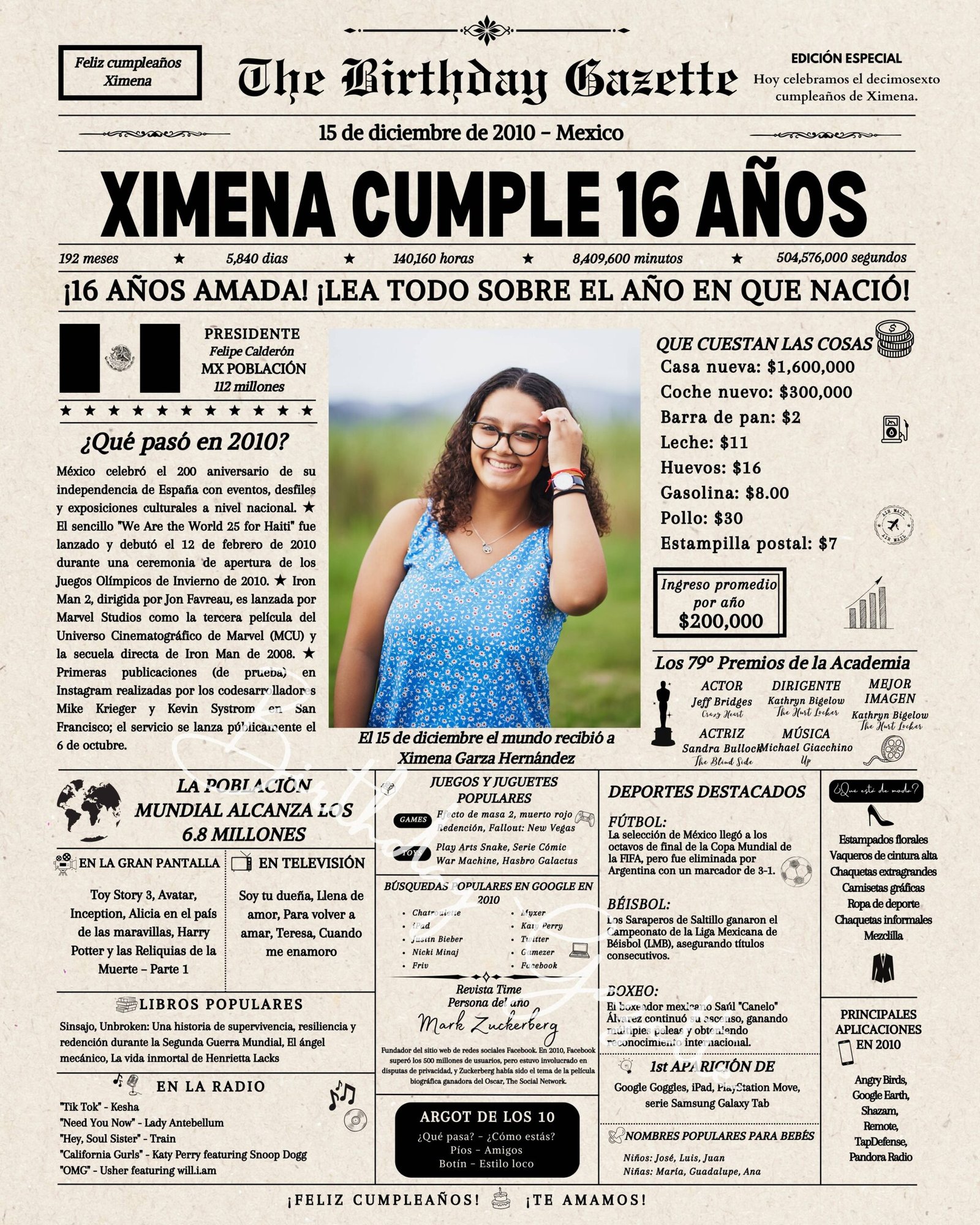 16th Birthday Newspaper Mexico 16th Birthday Newspaper Mexico