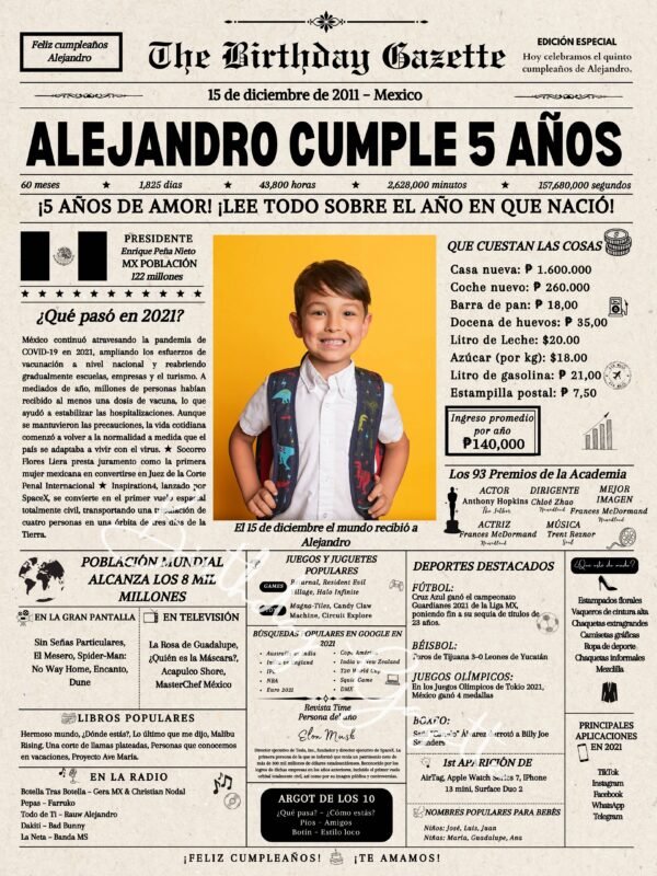 5th Birthday Newspaper Mexico