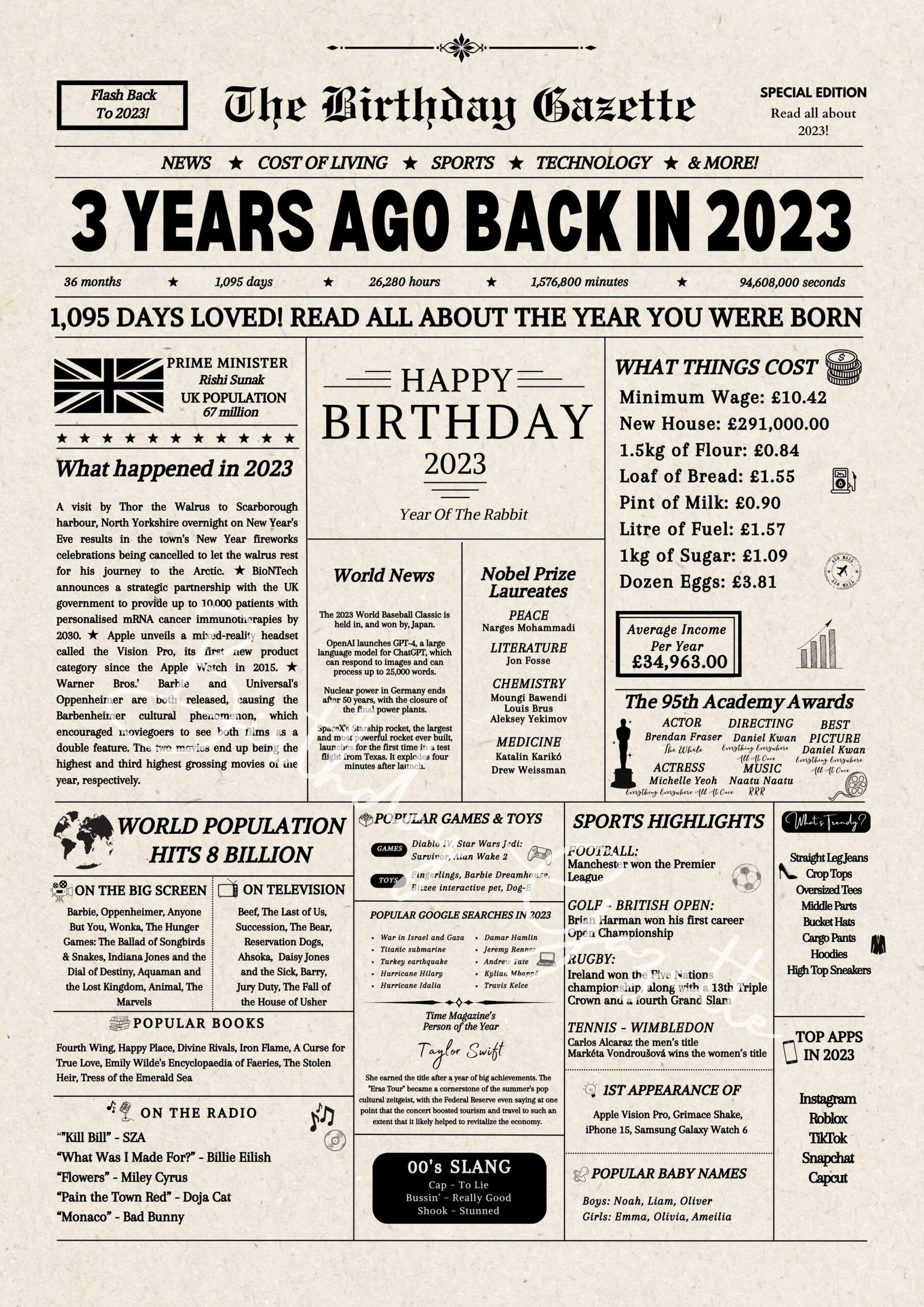 3rd Birthday Newspaper United Kingdom
